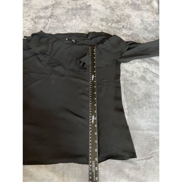 Revolve Krisa Top Womens Medium Black Ruffle Off One Shoulder Long Sleeve - Picture 8 of 10